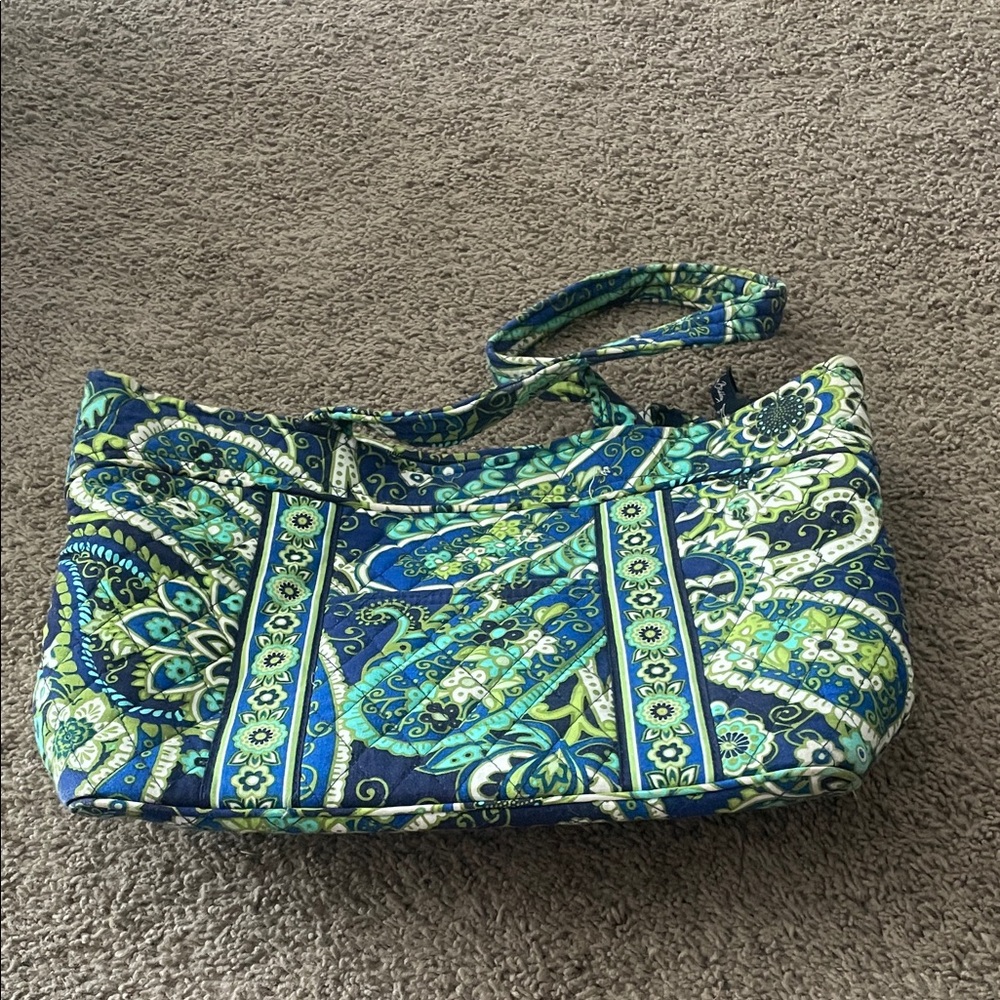 Vera Bradley Blue and Green Shoulder Bag with Paisley Design